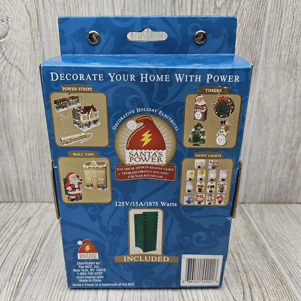 Santa Claus Wall Outlet 6‎ Outlet Space Saving Wall Adapter Christmas Decor Gift